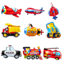 儿童卡通车铝膜气球推土车工程车战斗机飞机铝箔气球批发生日装饰