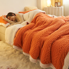 简约北欧双层塔芙绒毛毯羊羔绒多功能被套单件办公室单人沙发盖毯