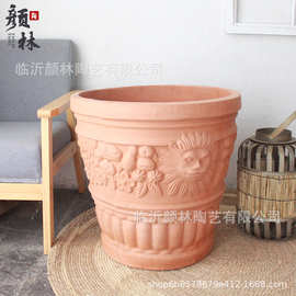 红陶盆陶盆泥瓦盆超大花盆大盆高盆敞口深盆景观陶盆素盆大码花盆