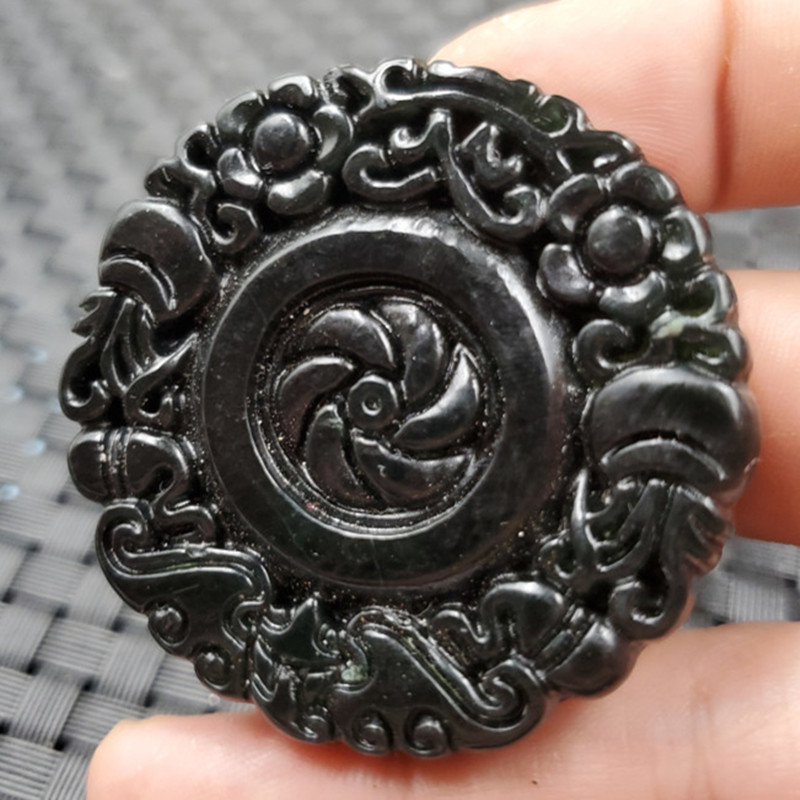 玉石挂件新疆墨玉挂件墨绿玉蛇纹石玉吊坠黑色玉挂件玉牌子玉坠