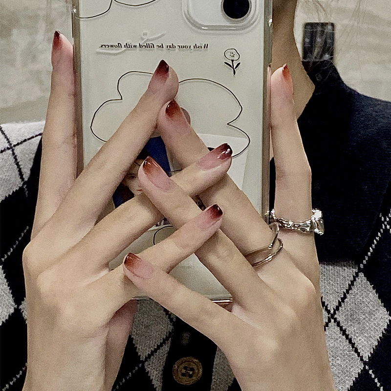 浆果渐变穿戴甲法式指甲贴片暗黑系美甲片假指甲美甲贴片成品甲片