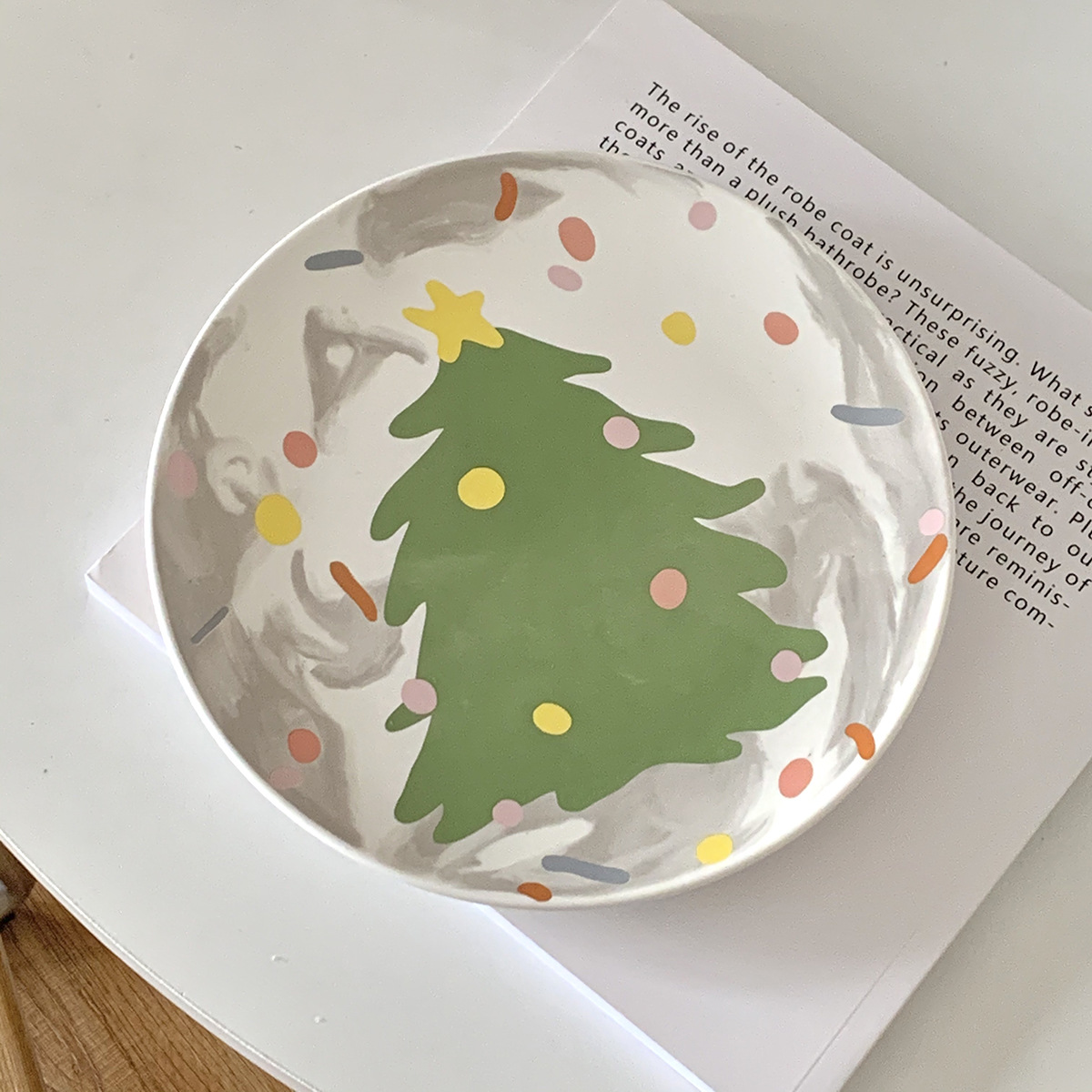 景德镇创意圣诞树餐盘装饰品 个性陶瓷盘子送礼网红ins纪念盘