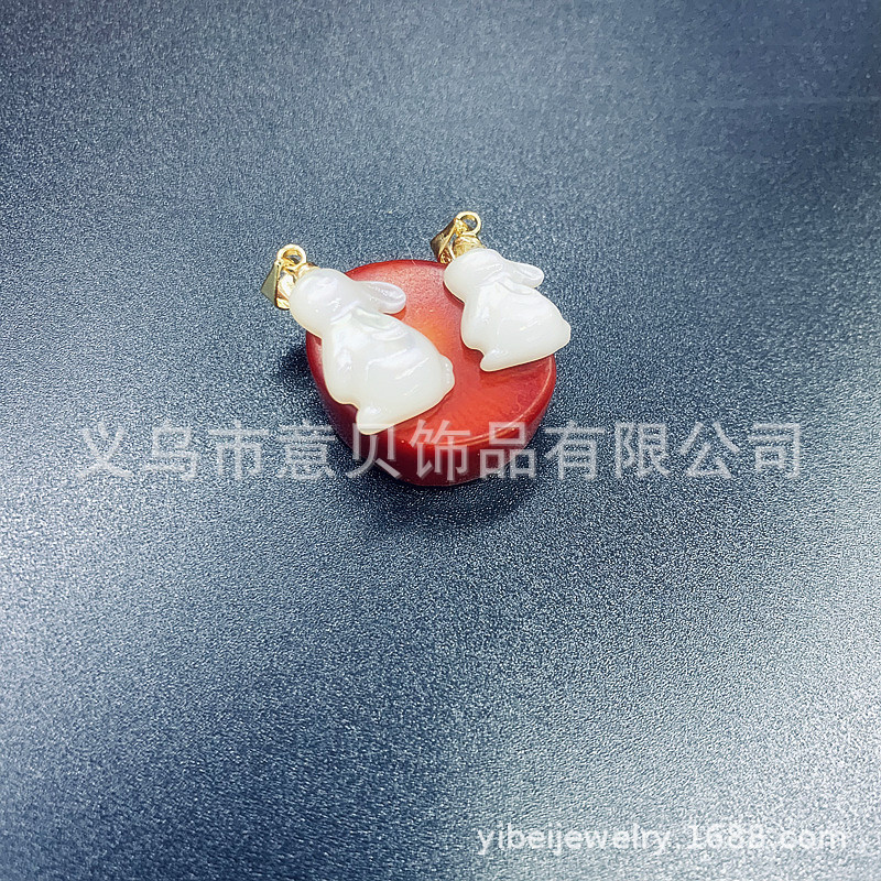 Deep Sea Shell Pearls This Animal Year Pendant Zodiac Adorable Rabbit White Lip Shell Necklace DIY Handmade Clavicle Materials Accessories