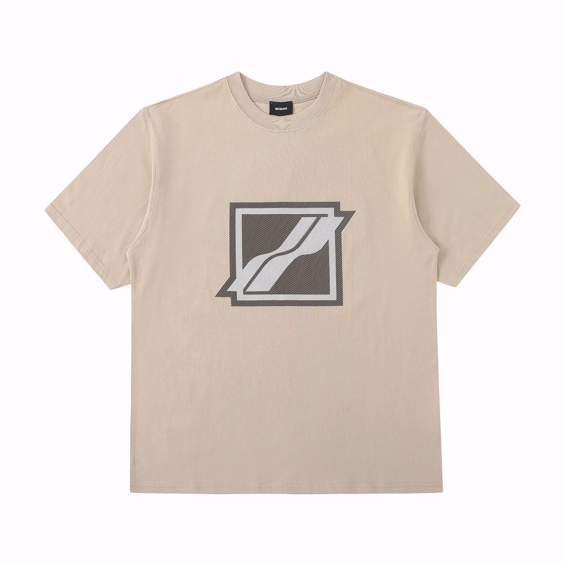 22ss well 斜纹方块短袖t恤 wd高街潮牌棉宽松男女t恤tee-阿里巴巴