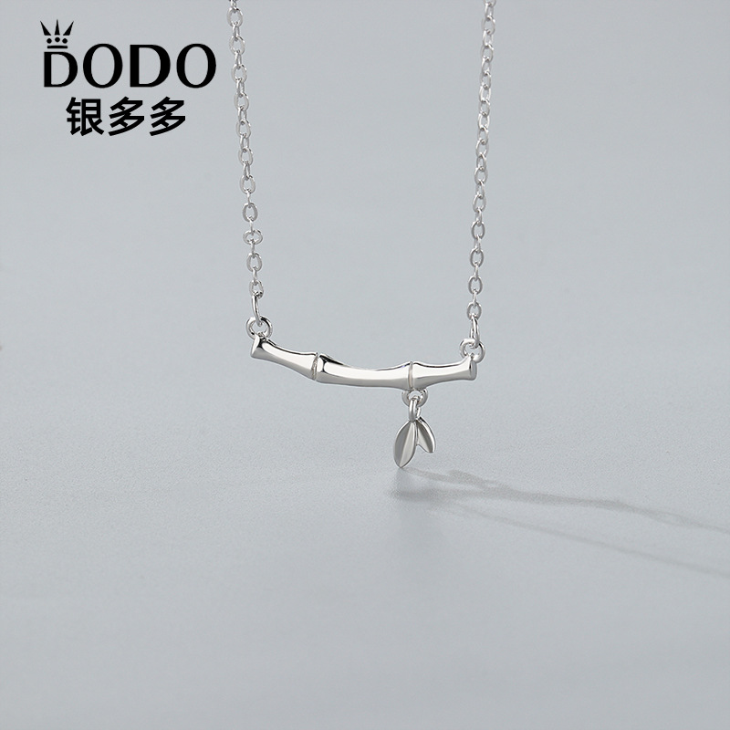s925纯银富贵竹项链女韩版甜美森系竹节吊坠锁骨链夏日学生银饰品
