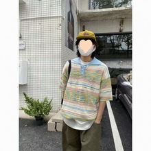 韩国男装直播pigment高品设计师减龄潮流英文纯宽松短袖T恤