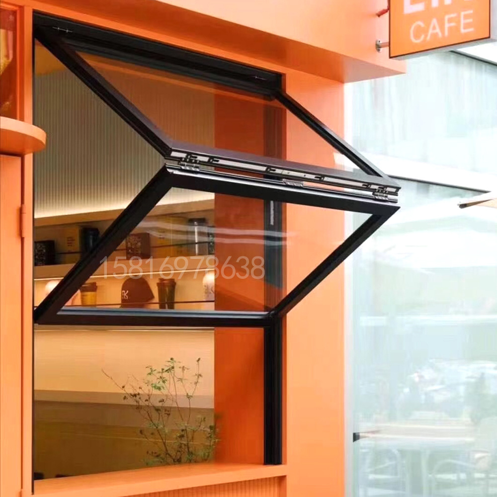 批发铝合金手动上下提升窗 隔音玻璃推拉折叠窗美式奶茶窗 出菜口