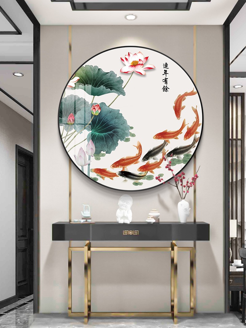 荷花装饰画圆形