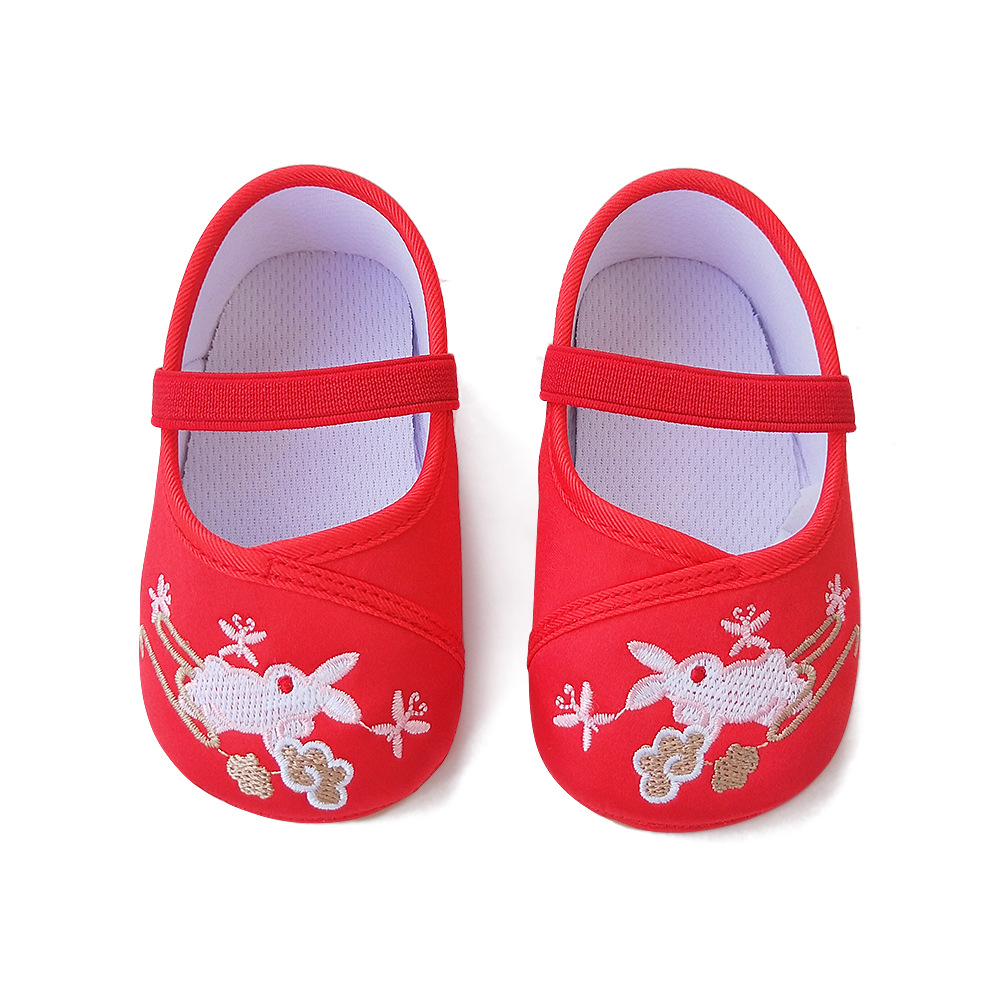 0-1 Years Old Baby Girl Shoes Infant Spring and Autumn Toddler Rubber Sole Soft Bottom Leather Shoes Princess Shoes Pumps Embroidered Shoes Al02