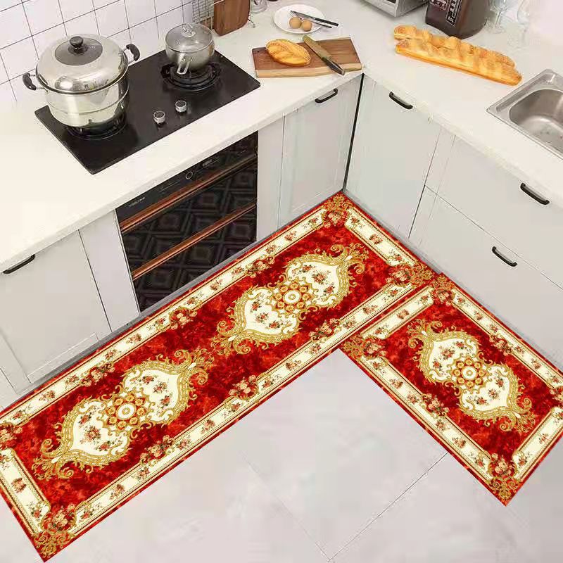 Kitchen Floor Mat Cartoon Non-Slip Carpet Stain-Resistant Absorbent Oil-Absorbing Floor Mat Large Area Printing Washable Home Ground Mat