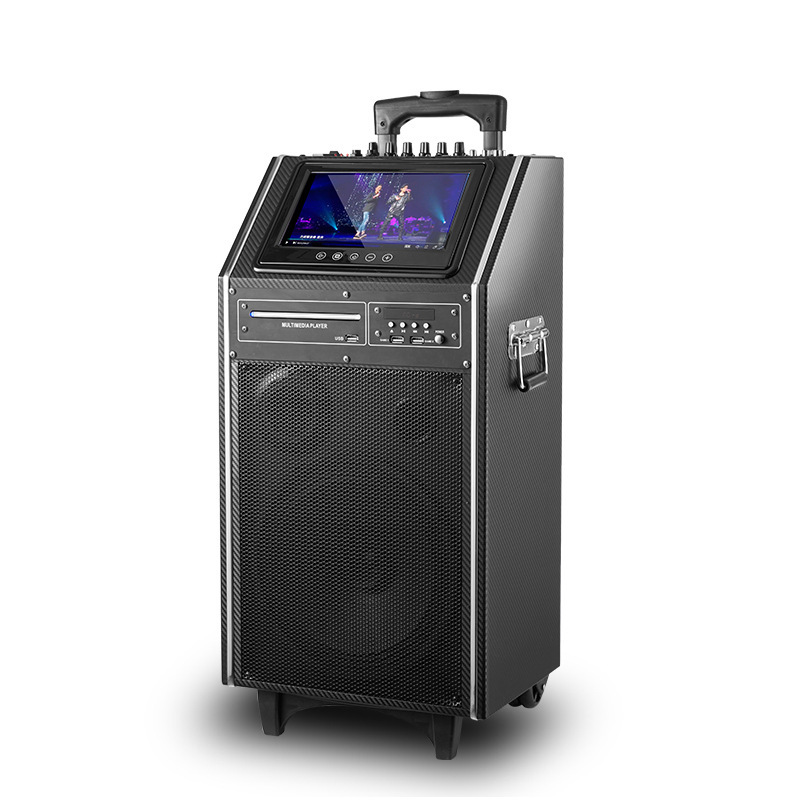 跨境广场舞移动拉杆音箱 大功率ktv便捷式蓝牙拉杆音响视频播放器
