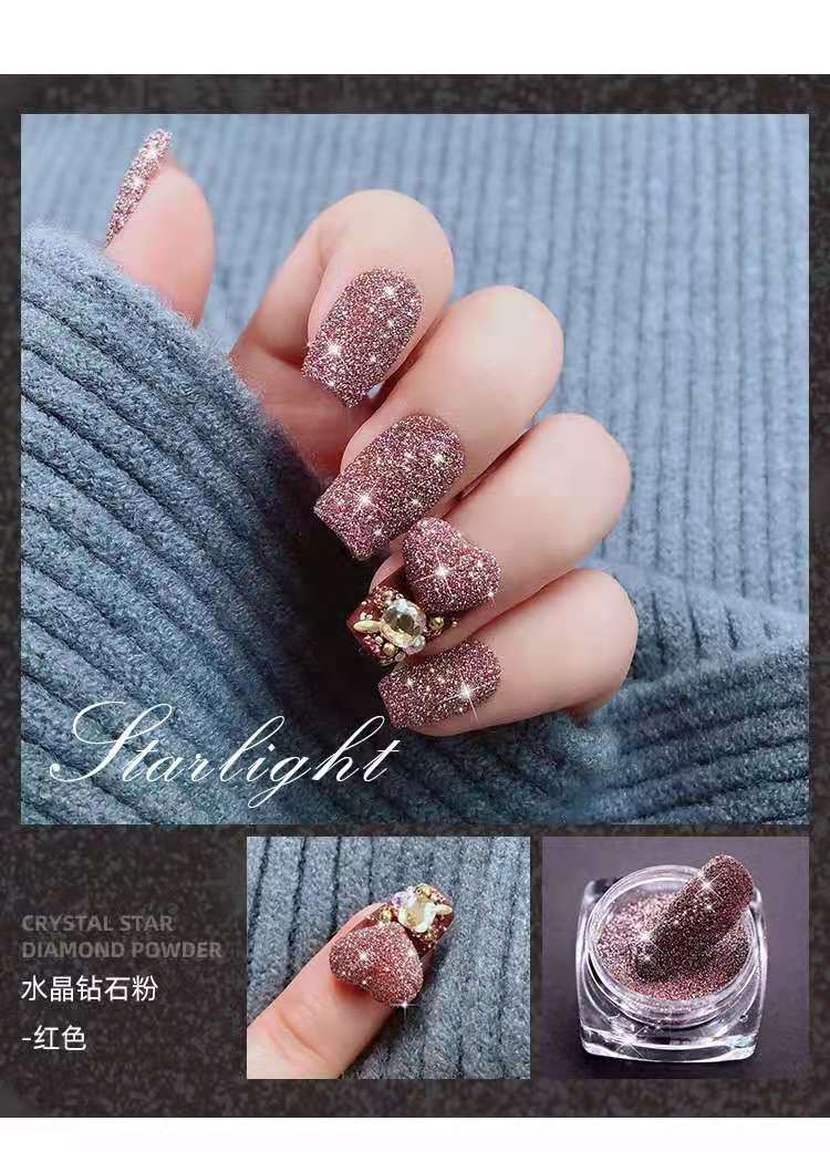 网红爆款水晶碎钻粉美甲饰品小碎钻爆闪砂微钻石毛呢粉指甲装饰品
