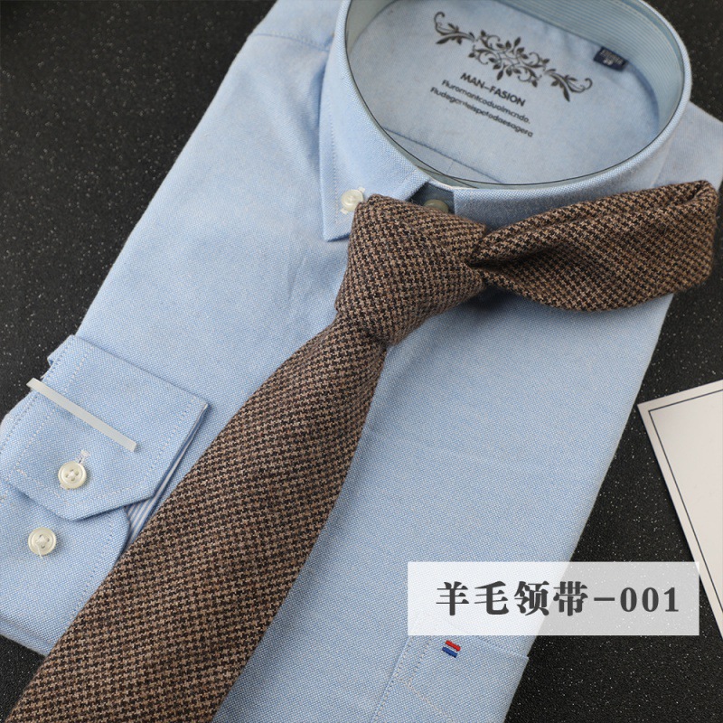 Men's 7cm Woolen Necktie Striped Solid Color Business Work Workplace Casual Formal Wear Direct Supply in Stock