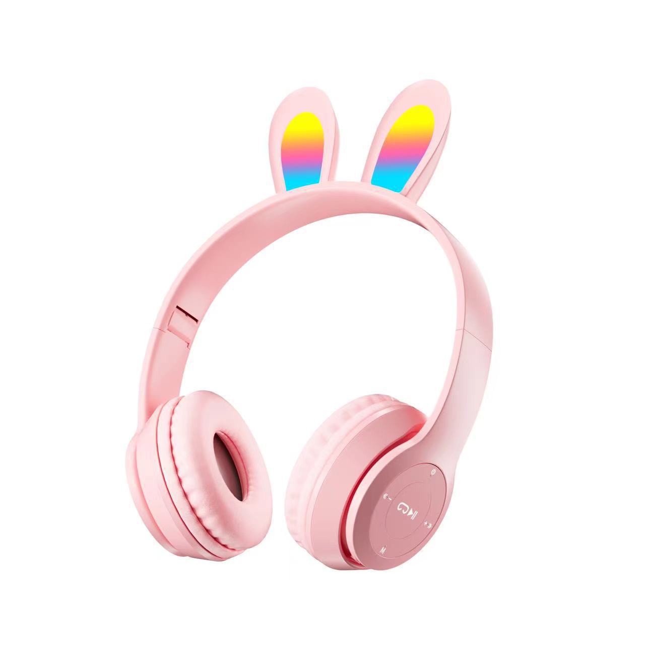Cross-Border New Arrival P47r Glowing Bluetooth Headphone Head-Mounted Rabbit Ears Mobile Phone Wireless Game Student Children Headset