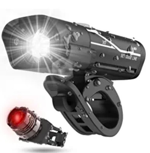 Cross-Border German Bicycle Light Headlight Taillight Usb Rechargeable Headlight Riding Strong Light Mountain Bike Light Bicycle Tail