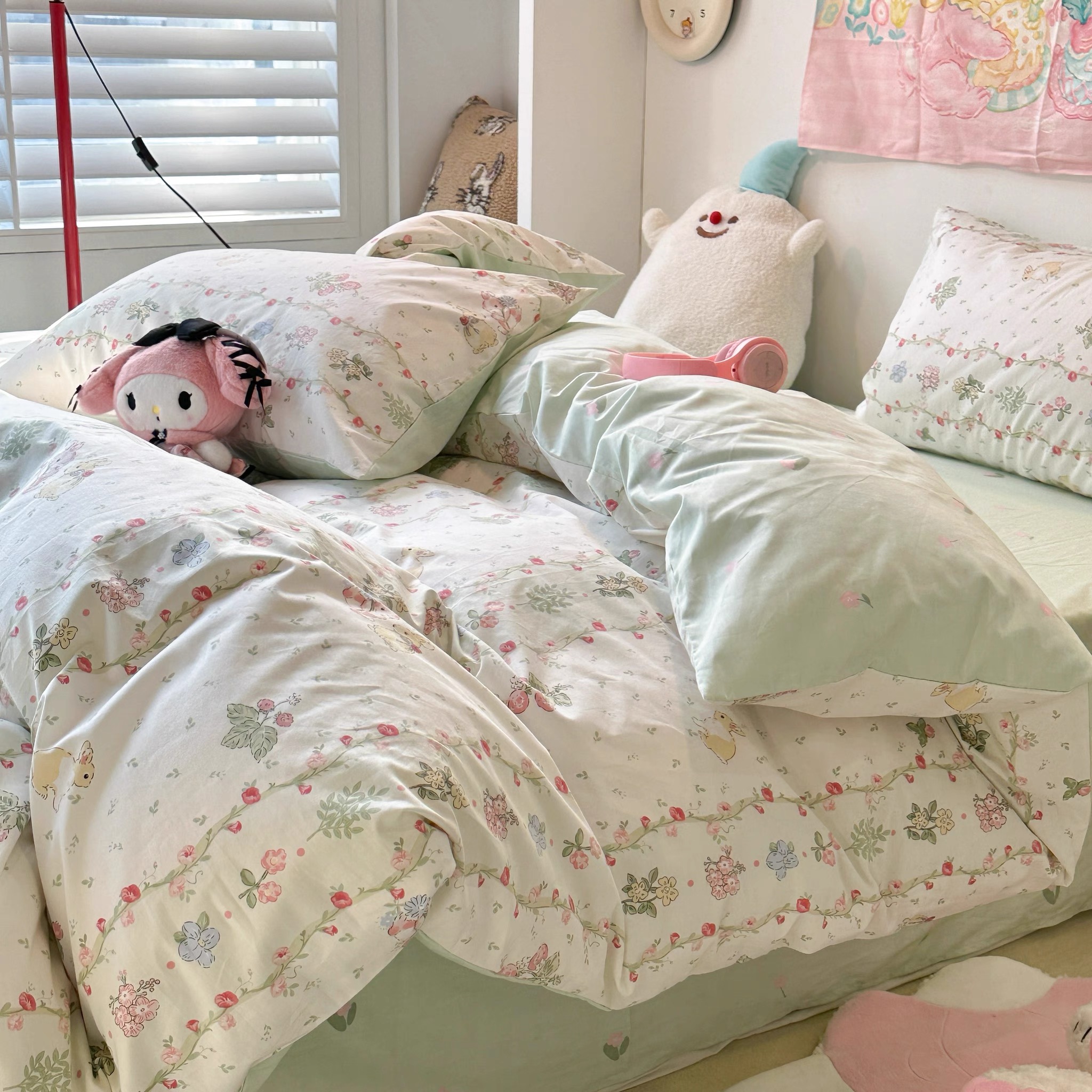 来图定小清新床上四件套亲肤磨毛纯棉四件套床单床笠四件套定制