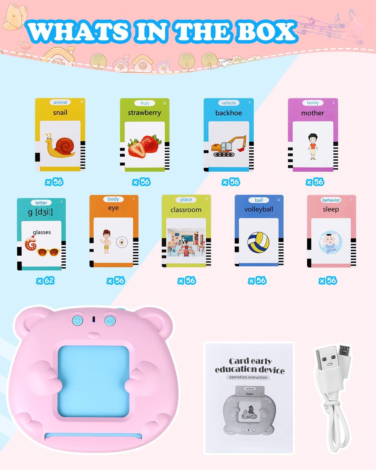 Cross-Border English Flash Cards Foreign Trade Children's Puzzle Flash Memory Card Card Inserting Machine Amazon Early Education Digital Camera