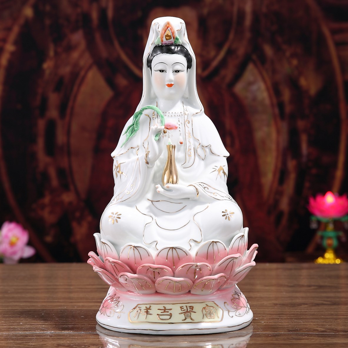陶瓷南海观音菩萨家用保平安观世音菩萨佛像保平安摆件