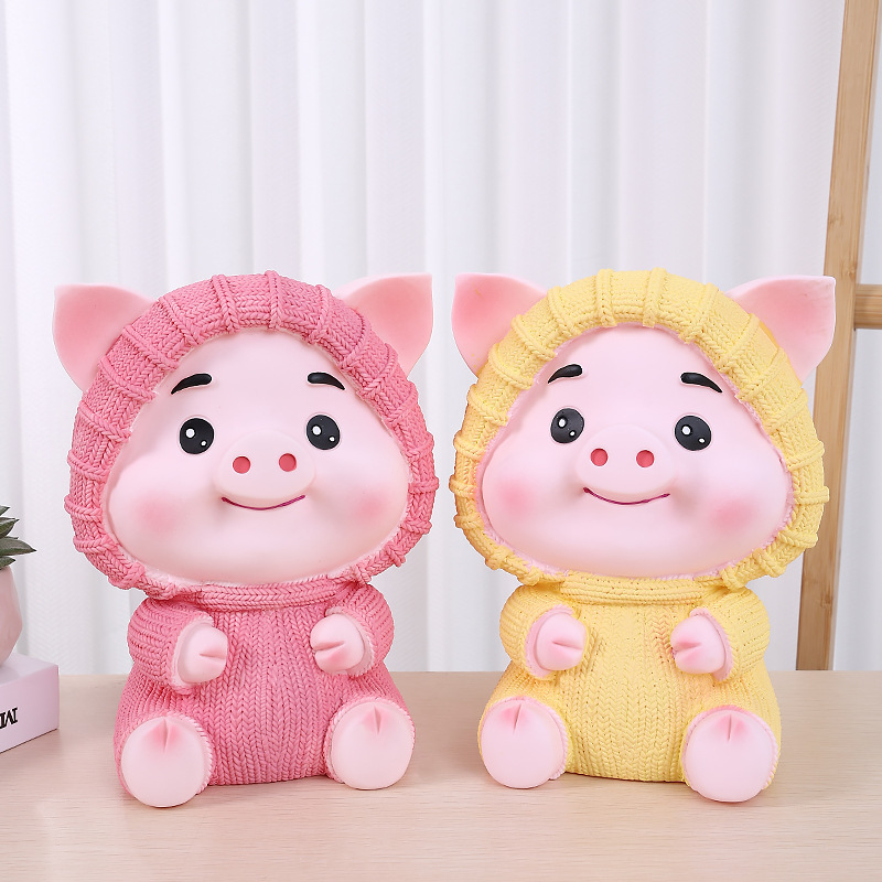 新款热卖小猪存钱罐创意可爱大号搪胶猪猪储蓄罐防摔儿童节礼物品