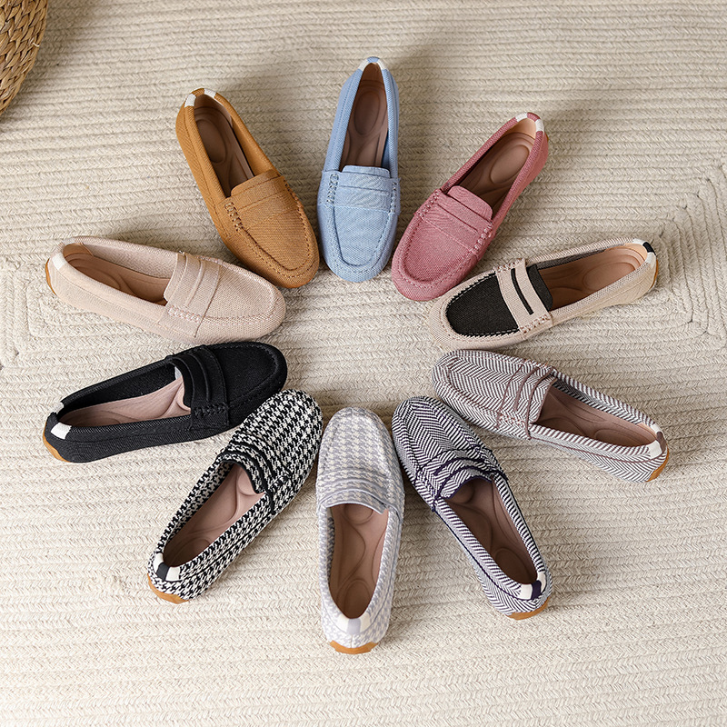 Princess Peas Shoes Slip-on Flat round Toe Woven Soft Bottom Casual Knitted Shoes Pregnant Women's Large Size Women's Shoes Flying Woven