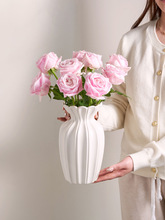 复古奶油白陶瓷花瓶客厅茶几插花高级感水养鲜花干花创意摆件