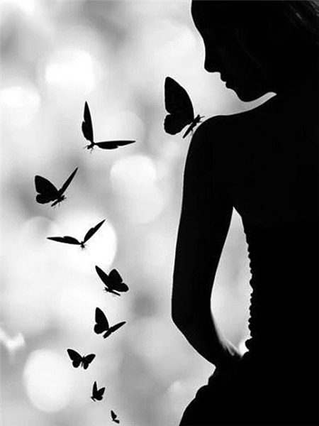 外贸批发一件代发 抽象黑影女人蝴蝶人物diy钻石画满绣十字绣
