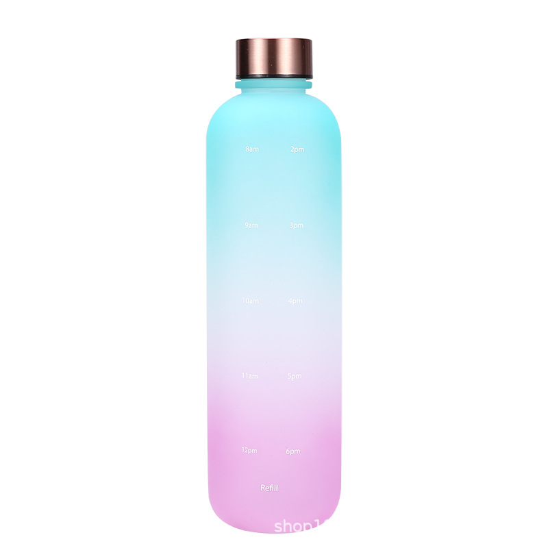 1000ml Gradient Color Sports Bottle Large Capacity Matte Water Cup Stainless Steel Cover Plastic Cup Outdoor Sports Bottle