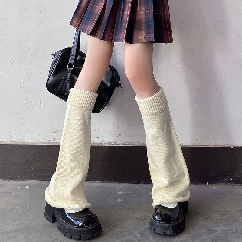 日系jk针织袜子y2k辣妹堆堆袜亚文化学生保暖阔腿喇叭小腿套秋冬