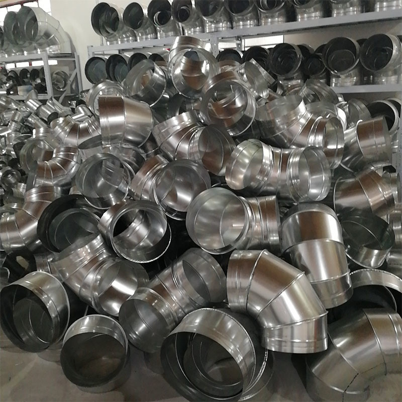 镀锌弯头通风管道配件白铁皮90度弯头油烟机风管不锈钢螺旋管
