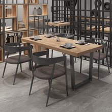 复古酒吧烧烤吧音乐饭厅工业风实木餐桌长方形铁艺咖啡厅桌椅1036