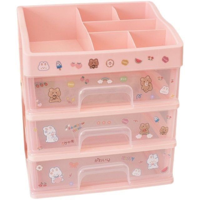 INS Girl Heart Desktop Storage Box Drawer Cosmetic Box Tools for Student Dormitories Desk Shelf