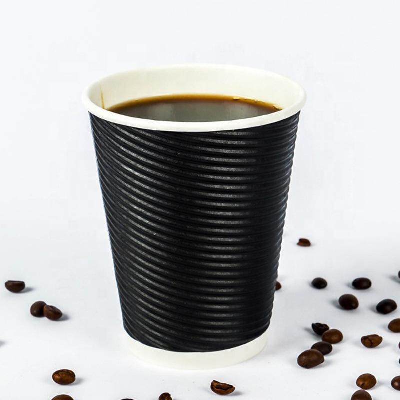厂家现货双层瓦楞纸杯 奶茶豆浆杯一次性隔热防烫热饮用瓦楞纸杯