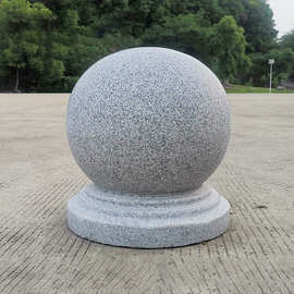 13%石材栏杆芝麻白路障挡车石柱广场石头柱子灰石墩拦车柱防撞挡车杆