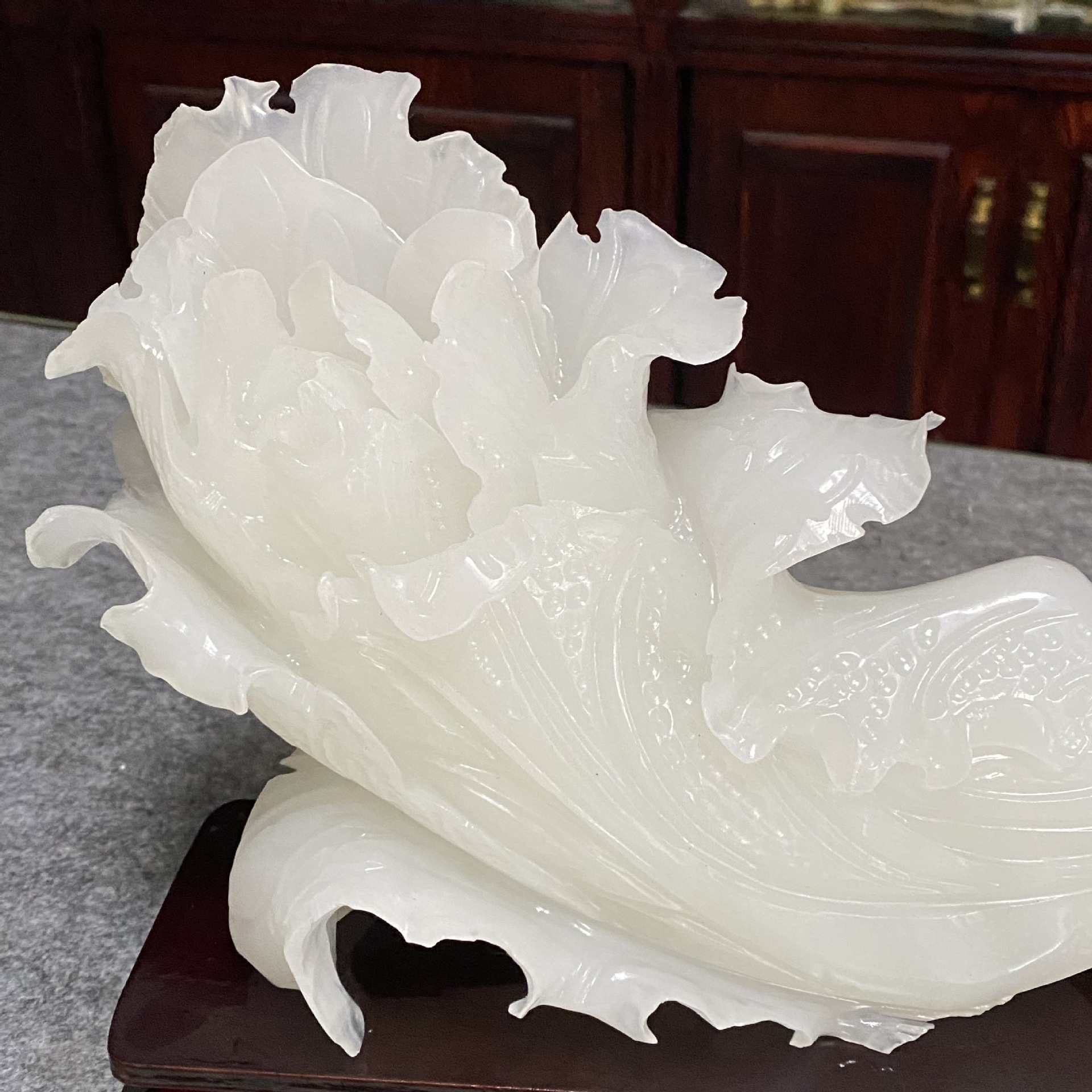 玉白菜摆件 阿富汗白玉羊脂玉白菜植物花卉家居开业客厅商务礼品