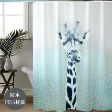 The bathroom shower curtain checkered PEVA Environmental跨境