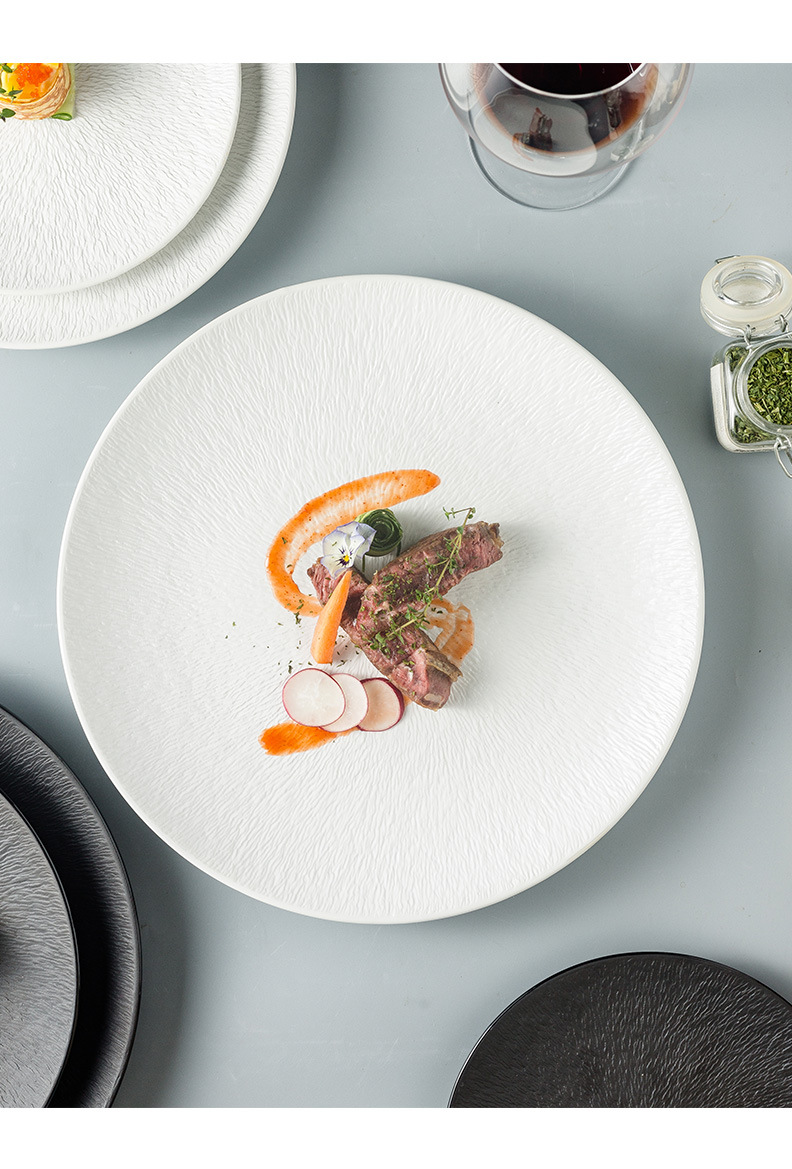 北欧风西餐盘摆盘餐具牛排餐盘家用创意菜盘圆形浅盘餐厅酒店餐具