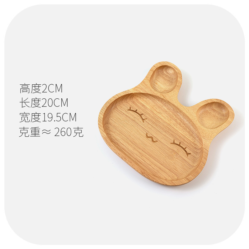 Wooden Cute Cartoon Rabbit Expression Tray Creative Solid Wood Cup Plate Household Baby Children Breakfast Plate Ornaments