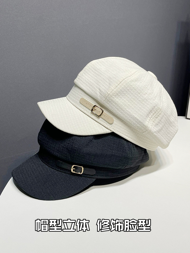 Autumn New Japanese-Style Retro Metal Belt Buckle Fashion Octagonal Cap Women‘s All-Match Internet Celebrity British Style Newsboy Cap