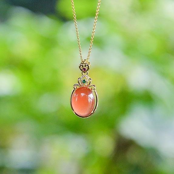 天然和田玉南红保山冰红玛瑙吊坠玉石项链时尚礼品女士锁骨链