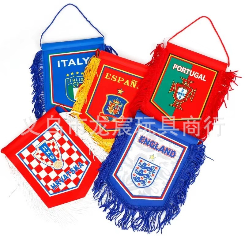 2022 World Cup Football Fans Small Pentagon Flag Car Flag World Cup National Italy Team Spain a