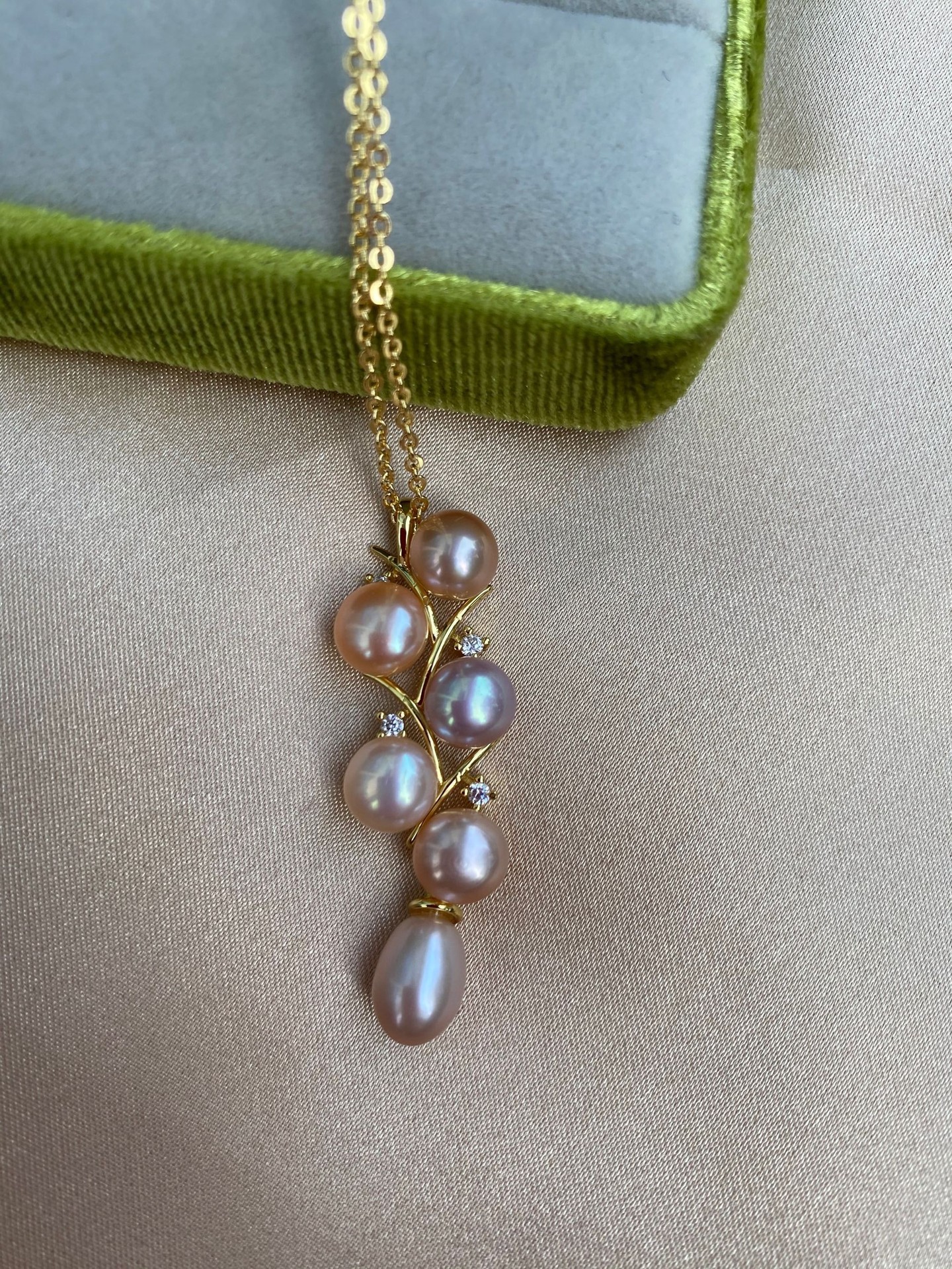 诸暨珍珠多珠吊坠项链淡水珍珠775混彩珍珠吊坠送链子