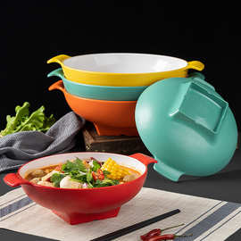 仿瓷创意个性网红双耳冒菜专用碗麻辣烫大碗密胺餐具餐厅商用面碗