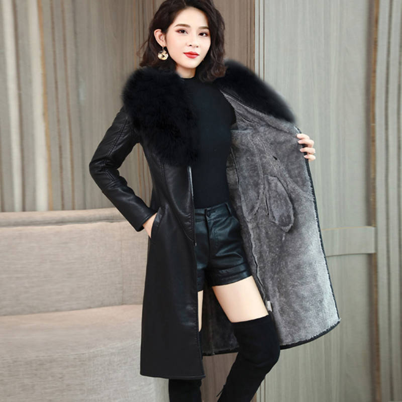 皮衣外套女中长款2021年秋冬新款韩版春秋时尚气质网红黑色皮风衣