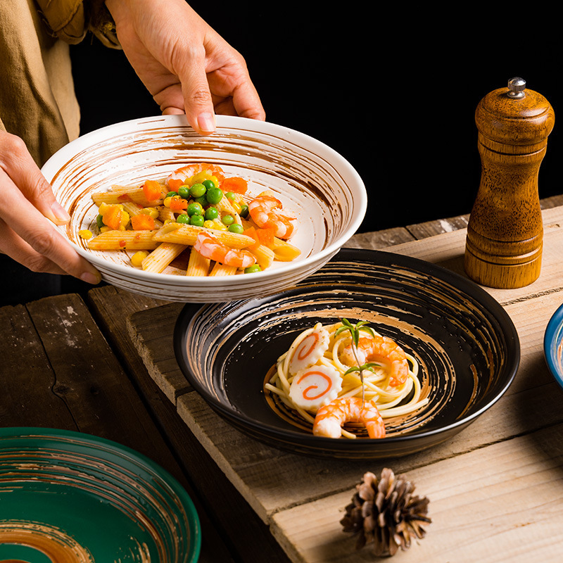 西餐汤盘意面盘家用深口圆盘沙拉盘 陶瓷盘子高颜值网红餐具批发