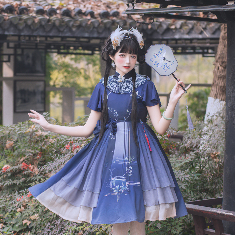 原创设计新款镜中月lolita连衣裙优雅气质裙子6032