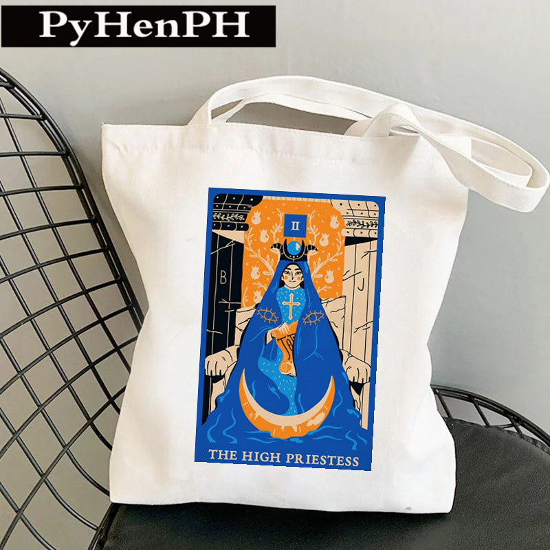 Tarot Card Canvas Tote Bag 个性塔罗牌印花学生上课帆布书包