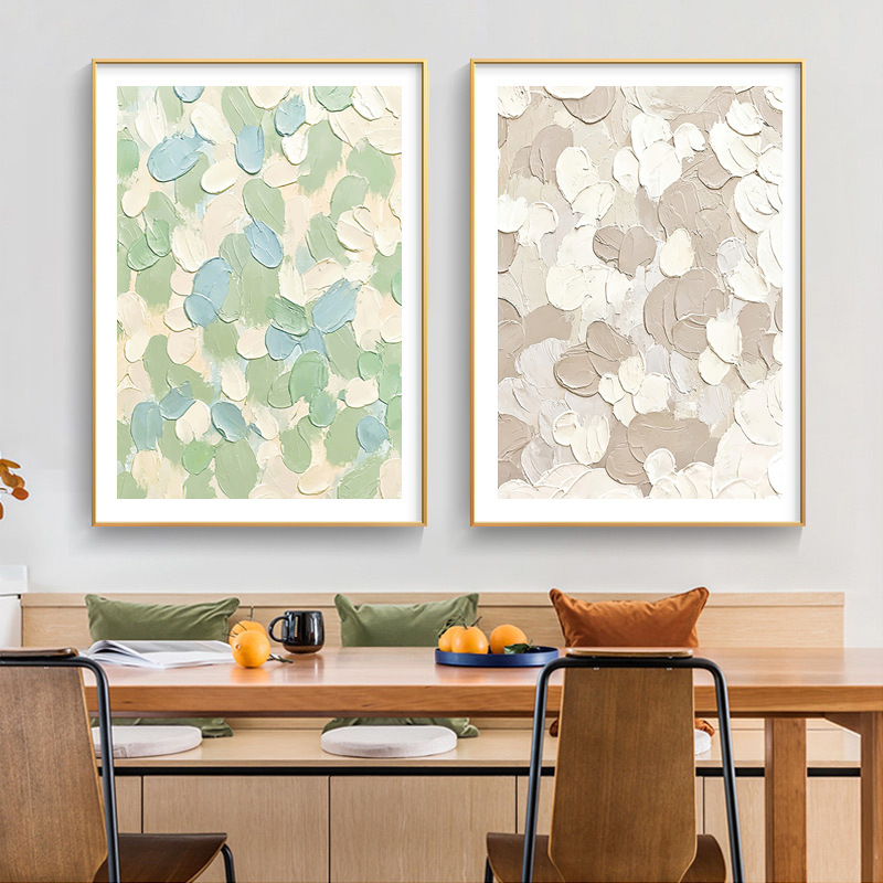 北欧ins奶油风客厅摆画治愈系小清新装饰画油画肌理卧室床头挂画