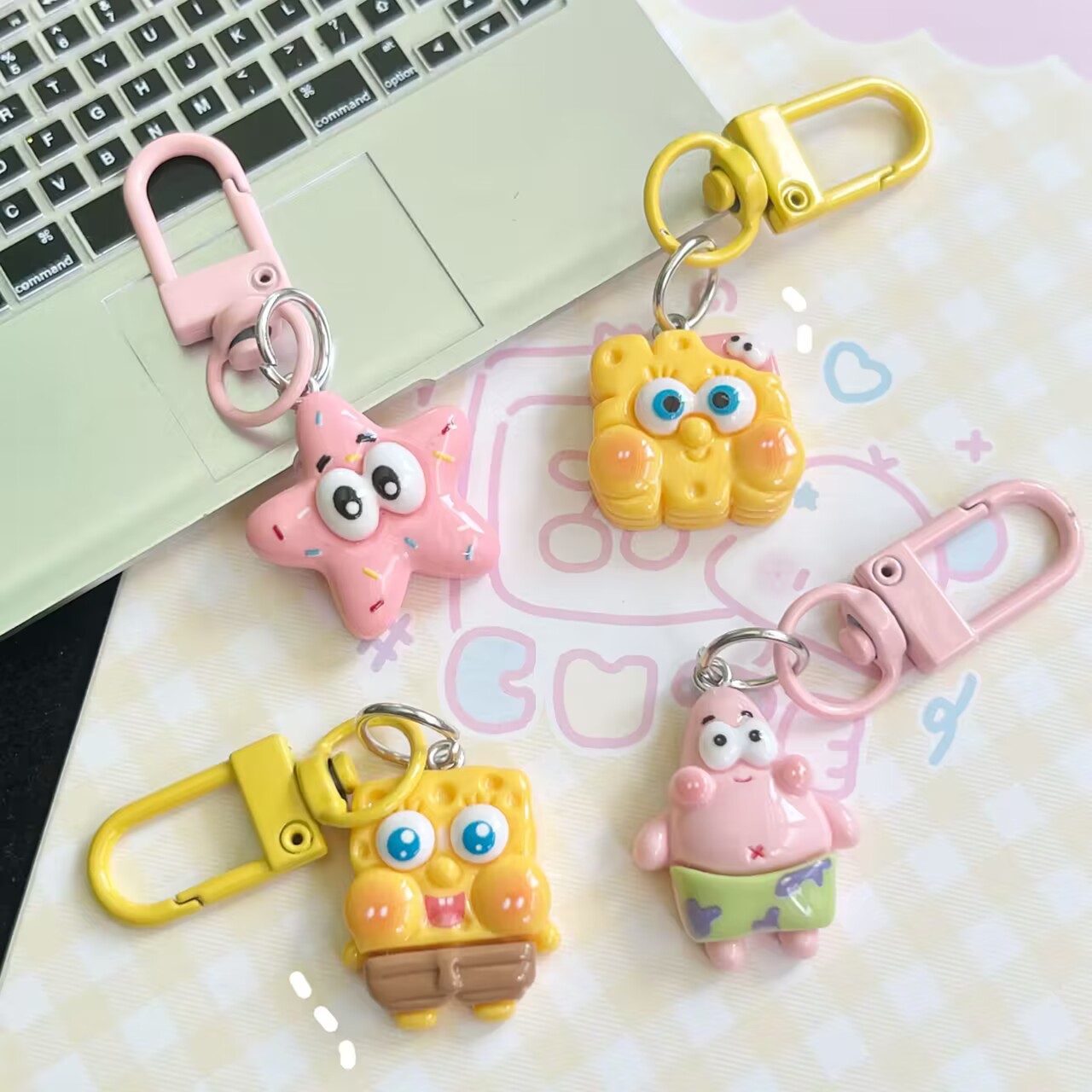 New% Sponge Baby Star Keychain Cute Cartoon Pendant Girl's Schoolbag Accessories Gift Girlfriends