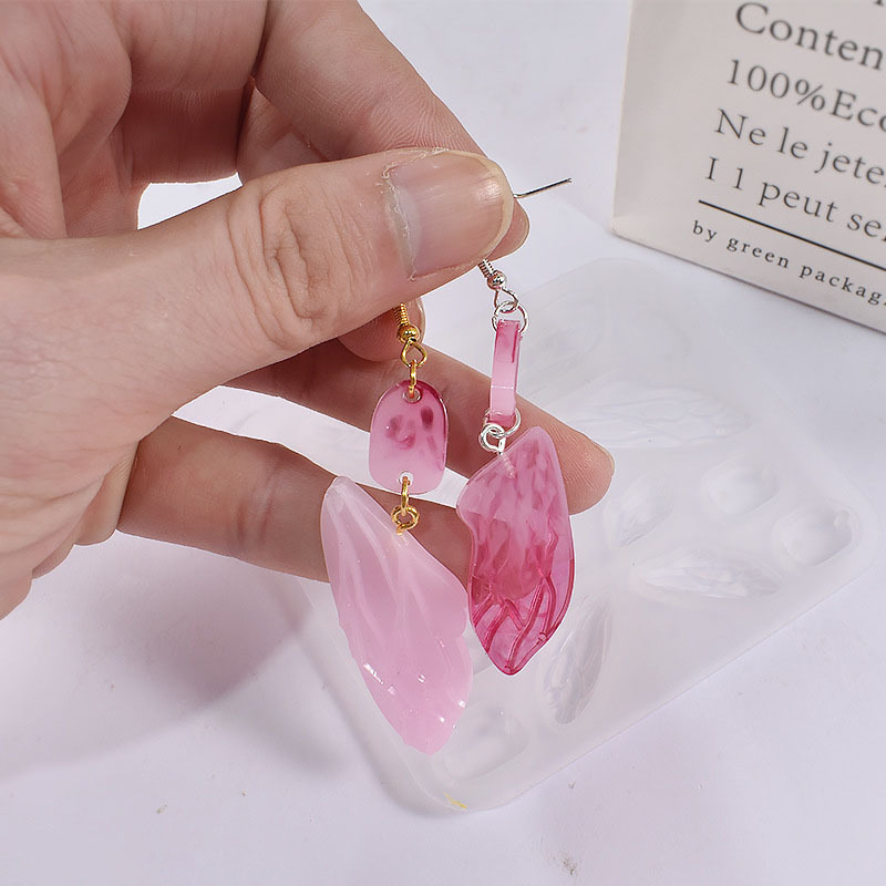 DIY Crystal Glue Resin Mirror Butterfly Wings Earrings Pendant Keychain Accessory Silicone Mold