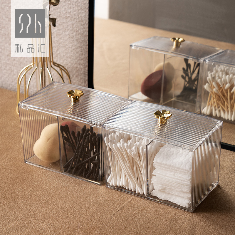 With Lid Cotton Pad Storage Box Transparent Cotton Box Sub Household Desk Facial Wipe Box Cotton Box Cotton Piece Box